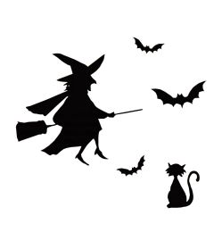 Removable Halloween Style Wall Sticker Witch and Cat Bar Store Window Decor