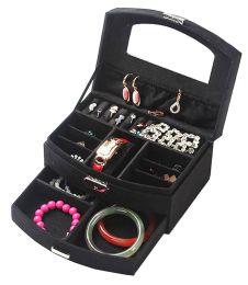 Portable Stylish Jewelry Box Ornaments Storage Boxes Jewelry Organizer -Black