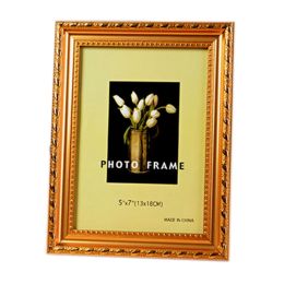 Set Of 2 Decorative Polyresin 4-by-6-Inch Picture Photo Frame, Gold