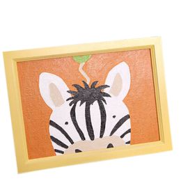 [Lovely Zebra]DIY Art Digital Oil Painting with Wooden Frame Wall Art(7.8*5.9'')