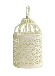 [White Wedding] Iron Birdcage Tealight Candle Holder Wall Hanging Decor Ornament