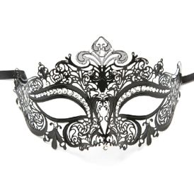 Iron Mask Halloween Party Mask Masquerade Delicate Mask Black-1 (16*14 CM)