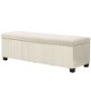 HOMCOM 47 Inches Storage Ottoman Bench, Foot Rest with Legs, End of Bed Bench, Corduroy Storage Chest for Living Room, Beige