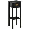 HOMCOM 2-Tier Side Table with Drawer, Narrow End Table for Space Saving, Slim Nightstand with Shelf Metal Knob for Living Room Hallway, Black