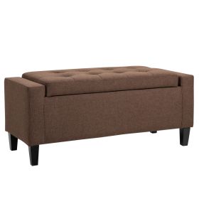 HOMCOM PU Storage Ottoman Bench Lift Top Tufted Rectangle Ottoman for Living Room, Entryway, or Bedroom, Brown