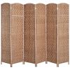 HOMCOM 6 Panel Wicker Room Divider 6' Tall Privacy Screen Natural