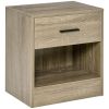 HOMCOM Side Table, Accent End Table with Drawer and Bottom Shelf, Sofa Table for Living Room, Bedroom, Modern Nightstand, Grey Wood Grain