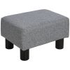 HOMCOM Versatile Accent: 16" Gray Linen Fabric Ottoman Cube Footrest & Pouf