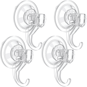 LUXEAR Suction Cup Hooks, Heavy-Duty Clear Reusable Shower & Wall Hooks â€“ Waterproof Vacuum Seal for Kitchen, Bathroom, Window & Seasonal Decor