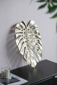 24.8x17.3x2" Gold Monstera Leaf Wall DÃ©cor