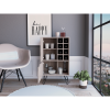 L Bar Single Door Cabinet, Eight Built-in Wine Rack, Four Legs, Light Gray