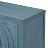 TREXM Retro Sideboard door with Circular Groove Design Round Metal Door Handle for Entrance, Dinning Room, Living Room (Antique Blue)