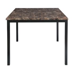 Counter Height Table 1pc Metal Frame Faux Mable Top Square Transitional Dining Room Furniture
