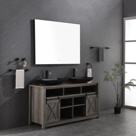 48x36 Inch LED Backlit Bathroom Mirror with Metal Frame, Wall Mounted Vanity Mirror with Smart Touch Button, Anti-Fog, Memory Function, 3 Colors