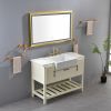 48x30 Inch LED Frontlit Bathroom Mirror with Metal Frame, Wall Mounted Vanity Mirror with Smart Touch Button, Anti-Fog, Memory Function, 3 Colors