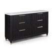 1pc Contemporary 6-Drawer Black White Top Dresser Metal Knobs Modern Design Wooden Bedroom Furniture