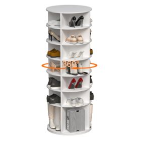 Rotating Shoe Rack Tower, 7-Tier Spinning Shoe Rack, Free Standing 360Â° Revolving Shoe Organizer