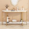[Old Code: 22504192]Console Table 2 Tier Narrow Entryway Table with Storage Shelves Faux Marble Narrow Table for Living Bedroom Hallway Office Easy As