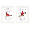 Trendy Decor 4U 2- Piece Vignette The Lord is MY Strength - Red Cardinals White Framed Wall Art for Living Room