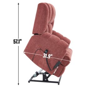 Dual Motor Heat Massage Infinite Position Up to 350 LBS Electric Power Lift Recliners with Power-Remote, Medium-firm and Heavy Duty, Red