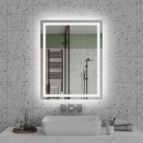 28"x36" LED Bathroom Mirror, Front-Lit and Back-Lit, 3 Color Tem Adjustable, Brightness Memory, Anti-fog LED Vanity Mirror[Unable to ship on weekends]