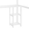 Queen Size Loft Bed Frame with Built-in Wardrobe, Metal Loft Bed with Desk and Storage Shelves, White