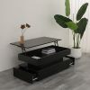 High Quality Three-Tier Foldable Coffee Table with Drawers for Living Room Home Furniture Black Color