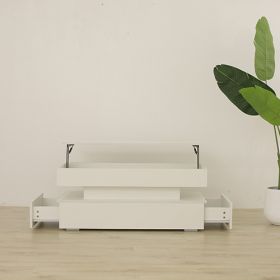White Color Three-Tier Foldable Coffee Table with Drawers for Living Room Home Furniture