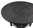 1pc Contemporary Transitional Style Counter Height Round Dining Table w Lazy Susan Charcoal Finish Dining Room Solid Wood Wooden Furniture