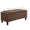 HOMCOM PU Storage Ottoman Bench Lift Top Tufted Rectangle Ottoman for Living Room, Entryway, or Bedroom, Brown