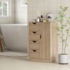 HOMCOM Freestanding Storage Cabinet Bathroom Floor Cabinet 4 Drawers Cupboard Oak for Bedroom Living Room
