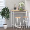 HOMCOM 3-Piece Counter-Height Dining Set with White Oak Bar Table & 2 Metal Stools | Footrest Kitchen Furniture