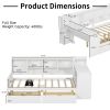 Wooden L-Shape Daybed with Seven Storage Cabinets and Two Storage Drawers, Multi-functional Bed with Study Desk and Built-in Bookshelf, White