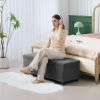 HOMCOM 44 Inches Ottoman with Storage, Lid, Legs, Corduroy End of Bed Bench for Living Room, Bedroom, Entryway, Gray