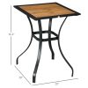Outsunny 28" Outdoor Bar Table Brown Patio Furniture with Metal Frame Square Garden Table with Plastic Wood Grain Effect