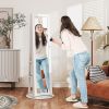 HOMCOM 360Â° Swivel Jewelry Armoire, Lockable Jewelry Cabinet with Full-Length Mirror, Storage Shelves, White