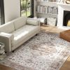HOMCOM 5x7 Area Rug, Vintage Machine Washable Rug, Non-Slip Floor Carpet for Living Room, Bedroom, Dining Room, Tan