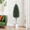 HOMCOM 43.3 Inch Set of 2 Artificial Cypress Topiary Tree, Indoor Outdoor UV Resistant Faux Plants with Ground Stake for Garden