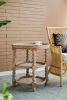 D23.5 x 25" Round 3-Tiered Side Tabel, Natural End Tabel for Lving Room Bedroom Entryway, Brown