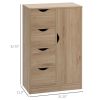 HOMCOM Freestanding Storage Cabinet Bathroom Floor Cabinet 4 Drawers Cupboard Oak for Bedroom Living Room