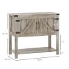 HOMCOM Farmhouse Double Door Coffee Bar Cabinet, Kitchen Cabinet with Bottom Shelf for Entryway, Living Room, Washed-out Gray