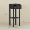 HOMCOM 2-Tier Side Tables Set of 2 with Drawer Shelf, 2 Pieces End Tables for Living Room Hallway, Black