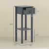 HOMCOM 2-Tier Side Table Set of 2, with Drawer and Shelf, End Tables for Living Room, Hallway, Gray