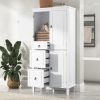 Retro Multi-Functional Storage Cabinet with Adjustable Shelves, 3 Drawers