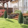 HOMCOM 43.3 Inch Set of 2 Artificial Cypress Topiary Tree, Indoor Outdoor UV Resistant Faux Plants with Ground Stake for Garden