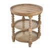 D23.5 x 25" Round 3-Tiered Side Tabel, Natural End Tabel for Lving Room Bedroom Entryway, Brown
