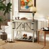 HOMCOM Farmhouse Double Door Coffee Bar Cabinet, Kitchen Cabinet with Bottom Shelf for Entryway, Living Room, Washed-out Gray