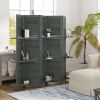 HOMCOM 5 Panel 67" Tall Wood Privacy Screen Room Divider with 3 Shelves and Folding Storage for Bedroom, Gray