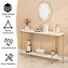 [Old Code: 22504192]Console Table 2 Tier Narrow Entryway Table with Storage Shelves Faux Marble Narrow Table for Living Bedroom Hallway Office Easy As
