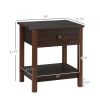 HOMCOM Dark Brown Nightstand with Drawer and Shelves Compact Design for Small Spaces Bedroom Furniture